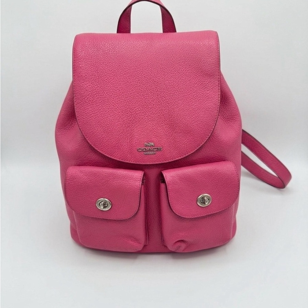 Coach Billie Pink Pebbled Leather Drawstring Backpack